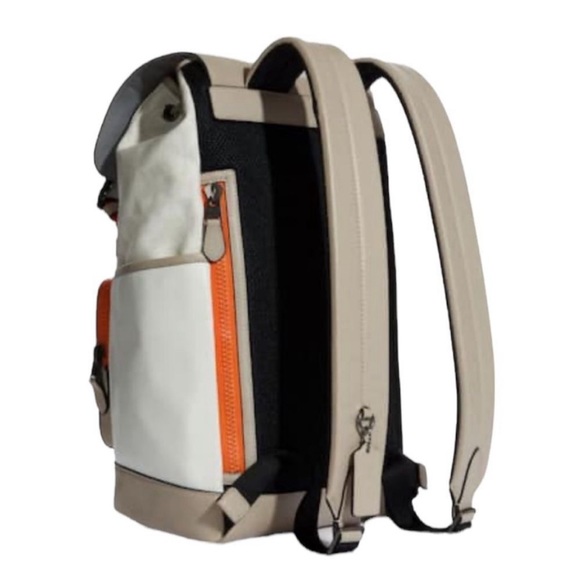 NWT COACH Mens Track Colorblock Chalk Off White Leather Travel Backpack Bag - Picture 4 of 6